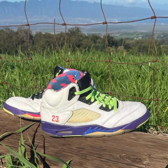 nike air jordan 5 retro white green purple